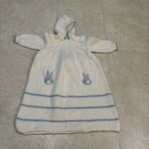 Vintage Easter Christening Gown Baby Custom Made Blue White Sweater
